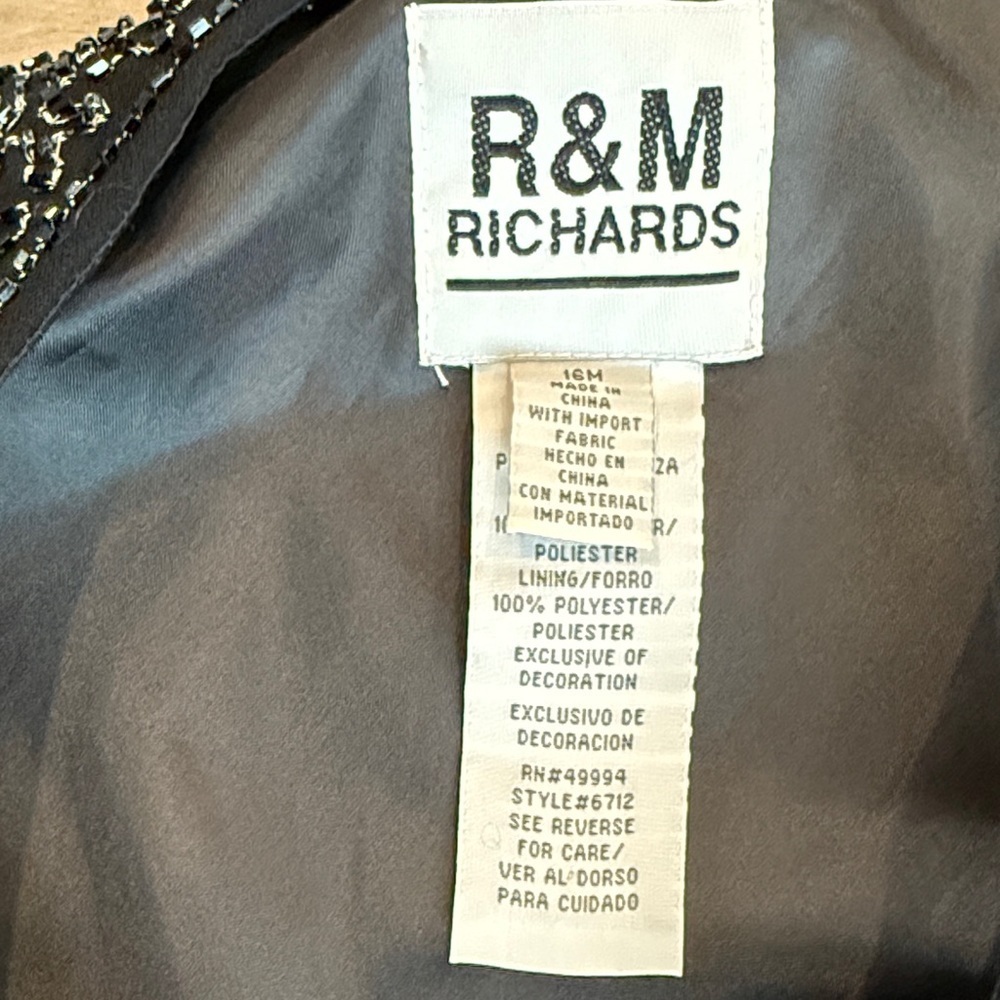 NWOT R&M Richards Black Dress with Embellished Neckline - Picture 4 of 9
